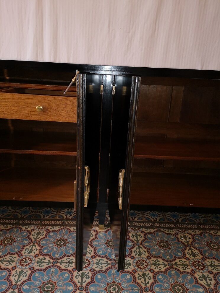 4-Door black laced enfilade by Jean Pascaud 1940 1945 art deco