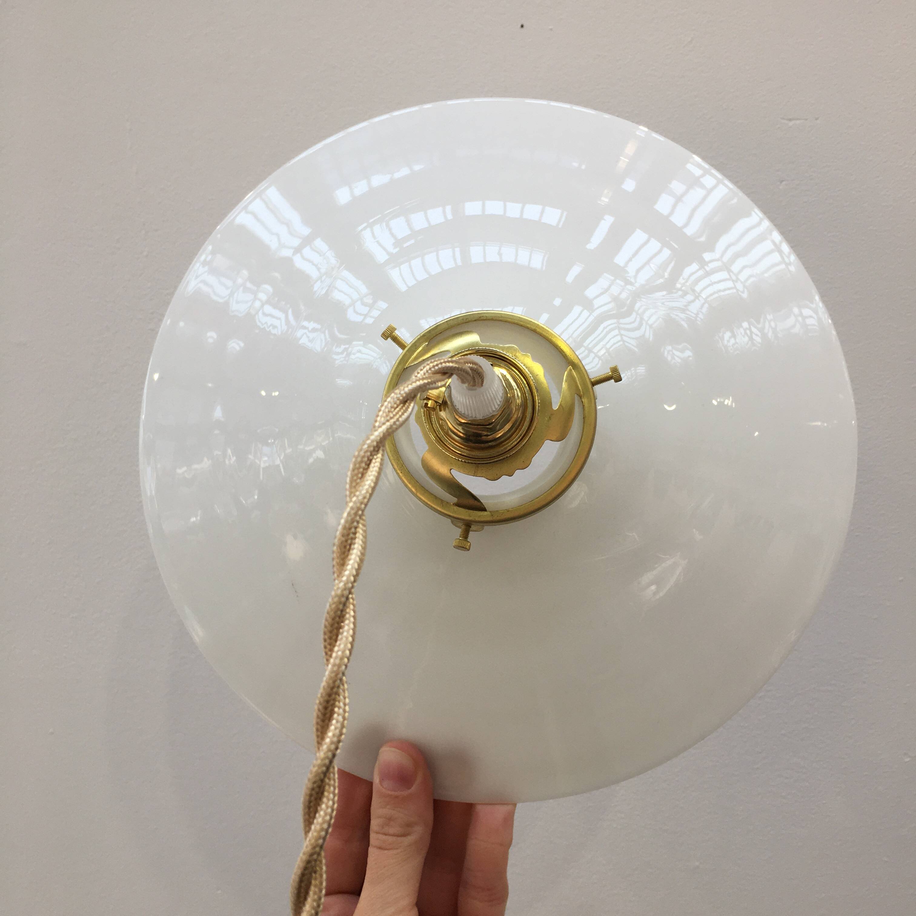 Vintage white opaline pendant light