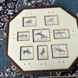 Octagonal frame with 9 humorous equestrian illustrations
