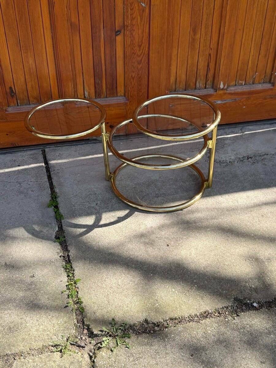 Vintage brass swivel coffee table in the style of Milo Baughman, 1970s