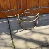 Vintage brass swivel coffee table in the style of Milo Baughman, 1970s