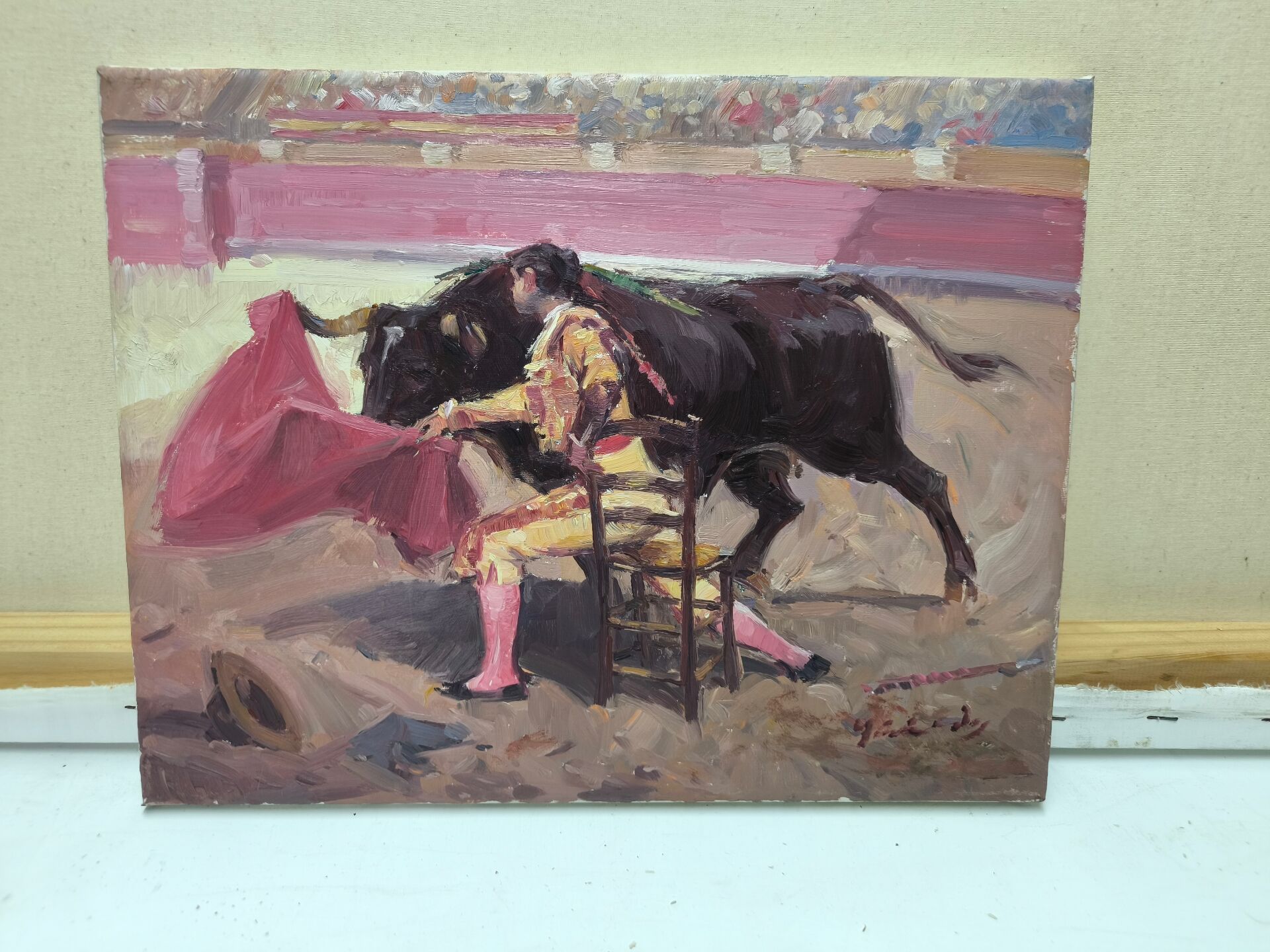 Peinture de tauromachie faite à la main