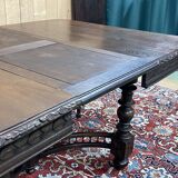 Oak dining table with beech base and 3 extensions