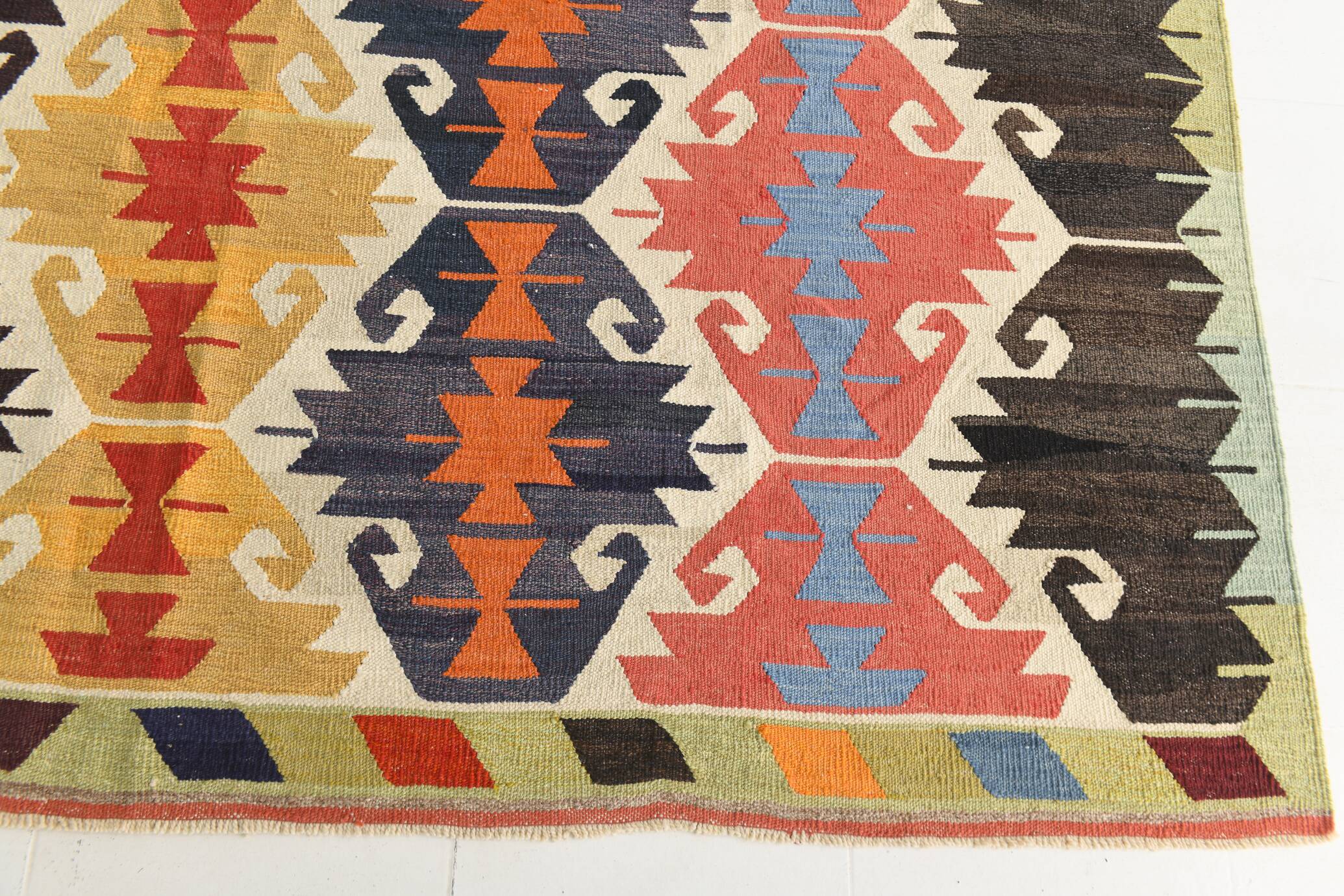 8x12 Kilim Red & Navy Blue Persian Kilim Rug, 255x376Cm