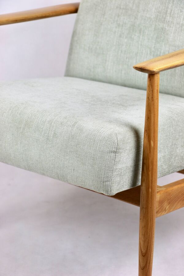 Fauteuil danois en tissu vert, années 1970