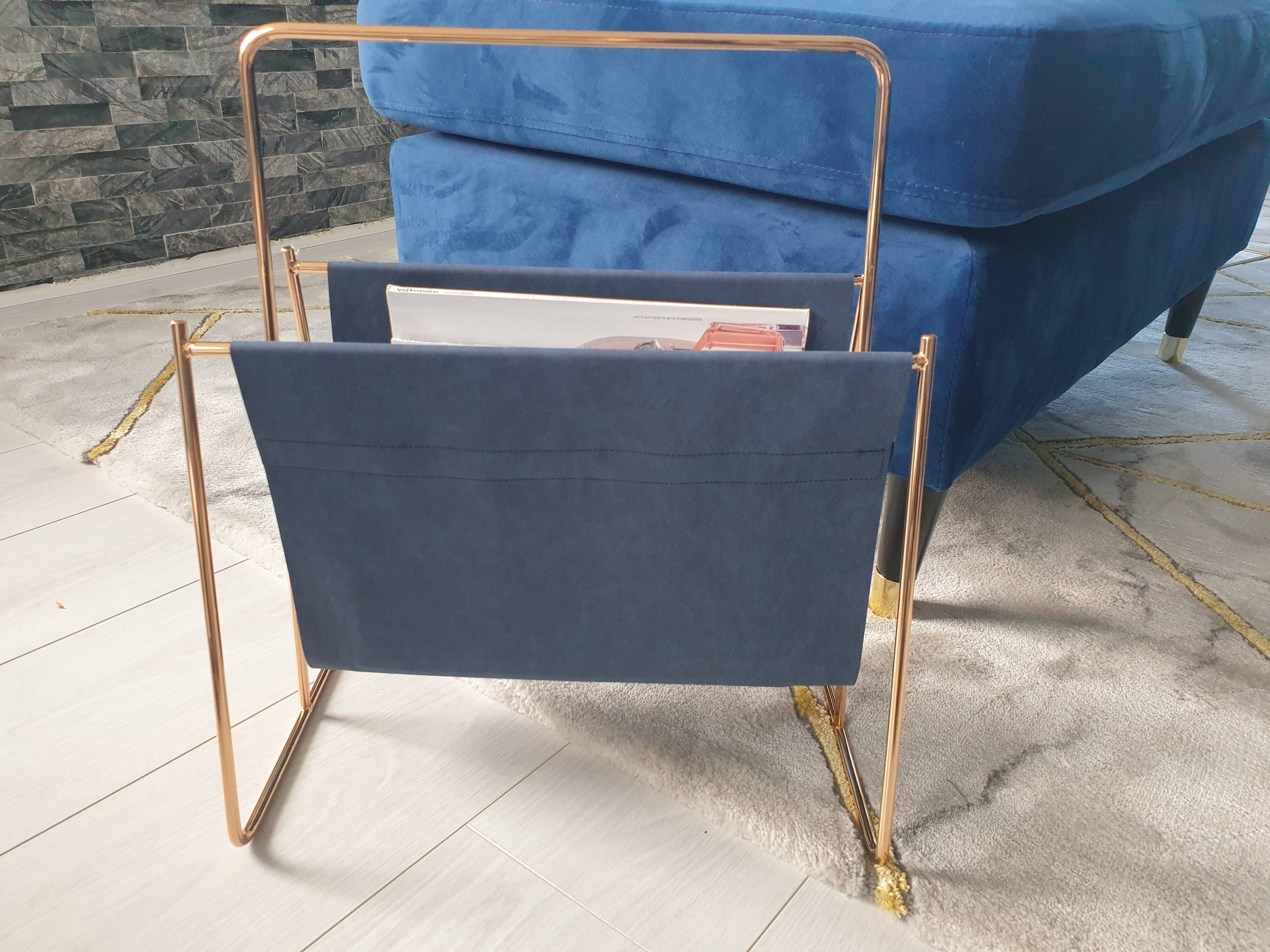 Porte-revue cuir bleu