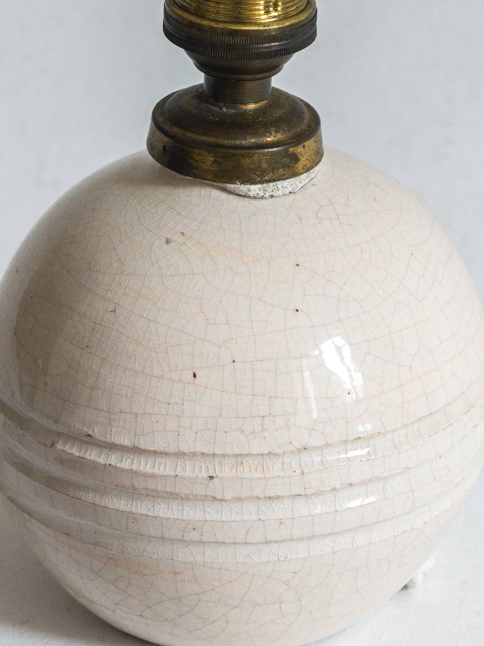 White crackled ceramic lamp base, 1930s