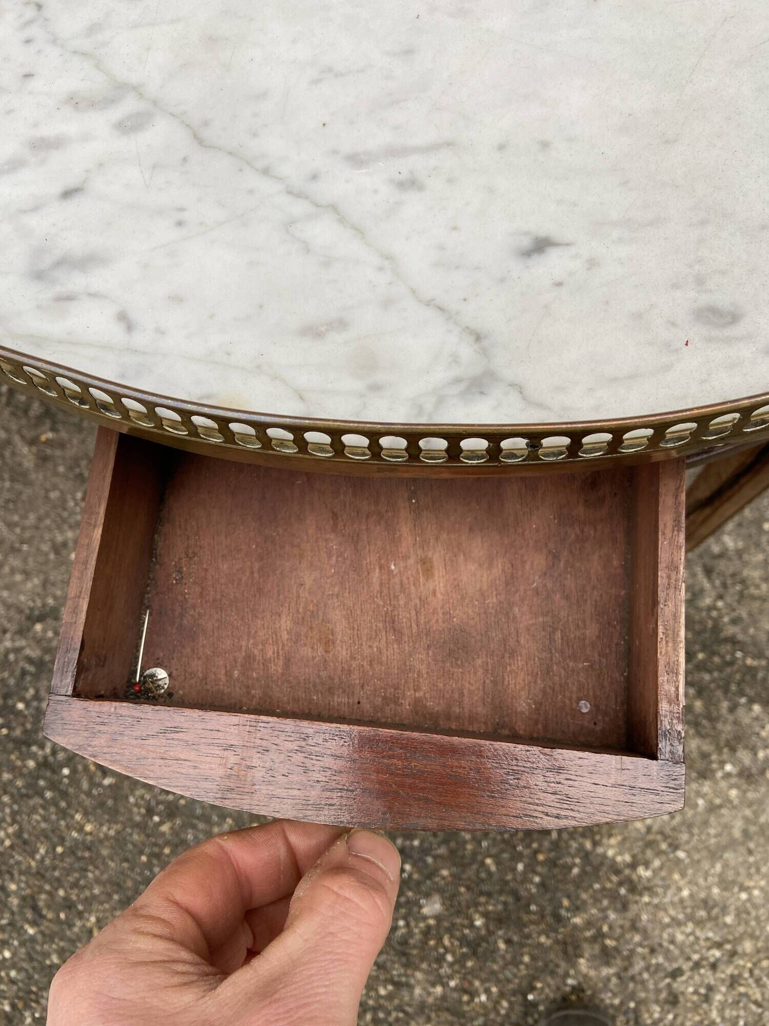 Table basse bouillotte de style Louis XVI en bois des années 1960/70