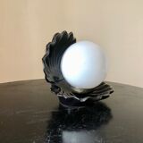 Opal globe shell lamp and black ceramic