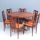 Set of Six Vintage Walnut Dining Chairs, Italy