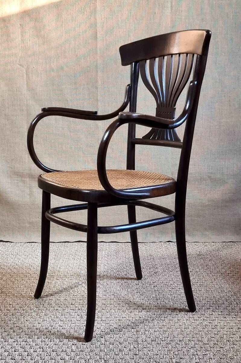 Fischel Jugendstil bistro armchair in curved wood, Thonet period