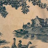 9 dessert plates old chickens, geese and pheasants blue field service Terre de Fer