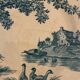 9 dessert plates old chickens, geese and pheasants blue field service Terre de Fer