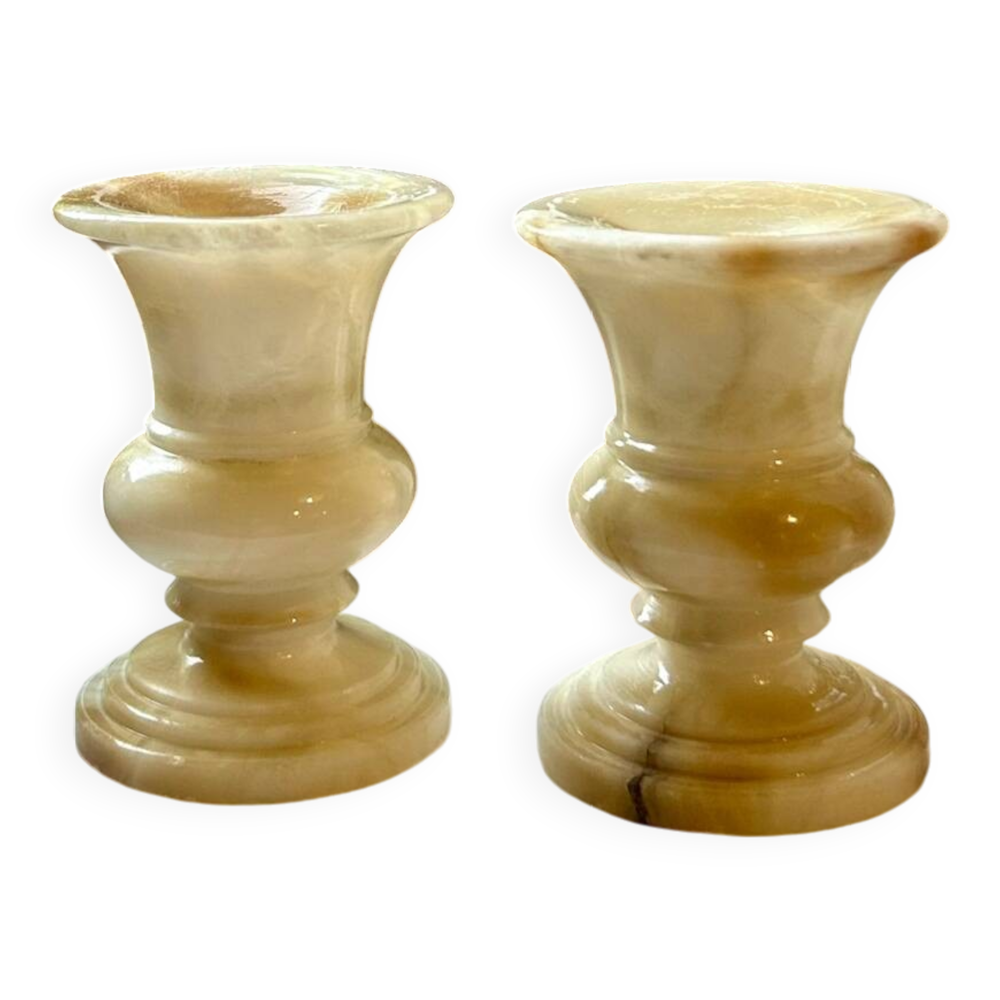 Pair of alabaster candlesticks