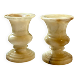 Pair of alabaster candlesticks