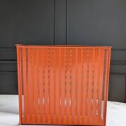 Vintage metal magazine rack in perforated orange/Mathieu Mategot style/70s