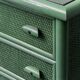 Cassettiera vintage rattan intrecciato verde anni ’60 modernariato