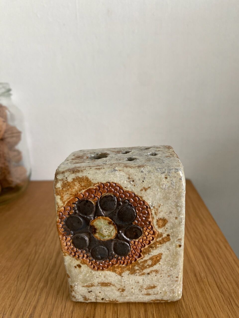 Handmade stoneware toothbrush holder