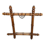 Vintage mirror with bamboo effect wood, country decor, flea market, chain