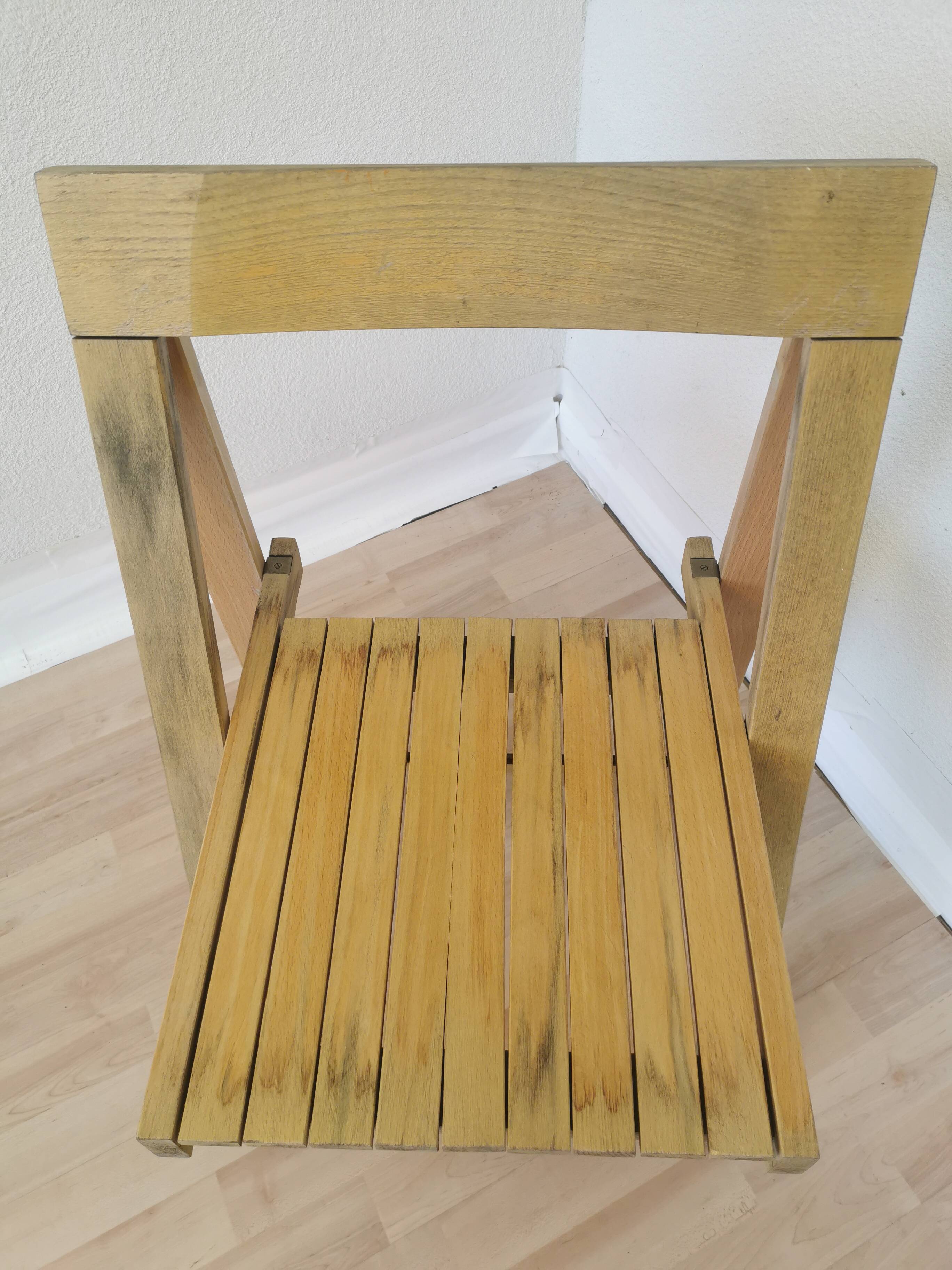 Vintage Aldo Jacober Folding Wooden Chair: Mid-Century Trieste Stool