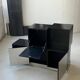 Cubes rétro des années 1970, bar et cabinet de rangement en noir et acier par Roberto Monsani