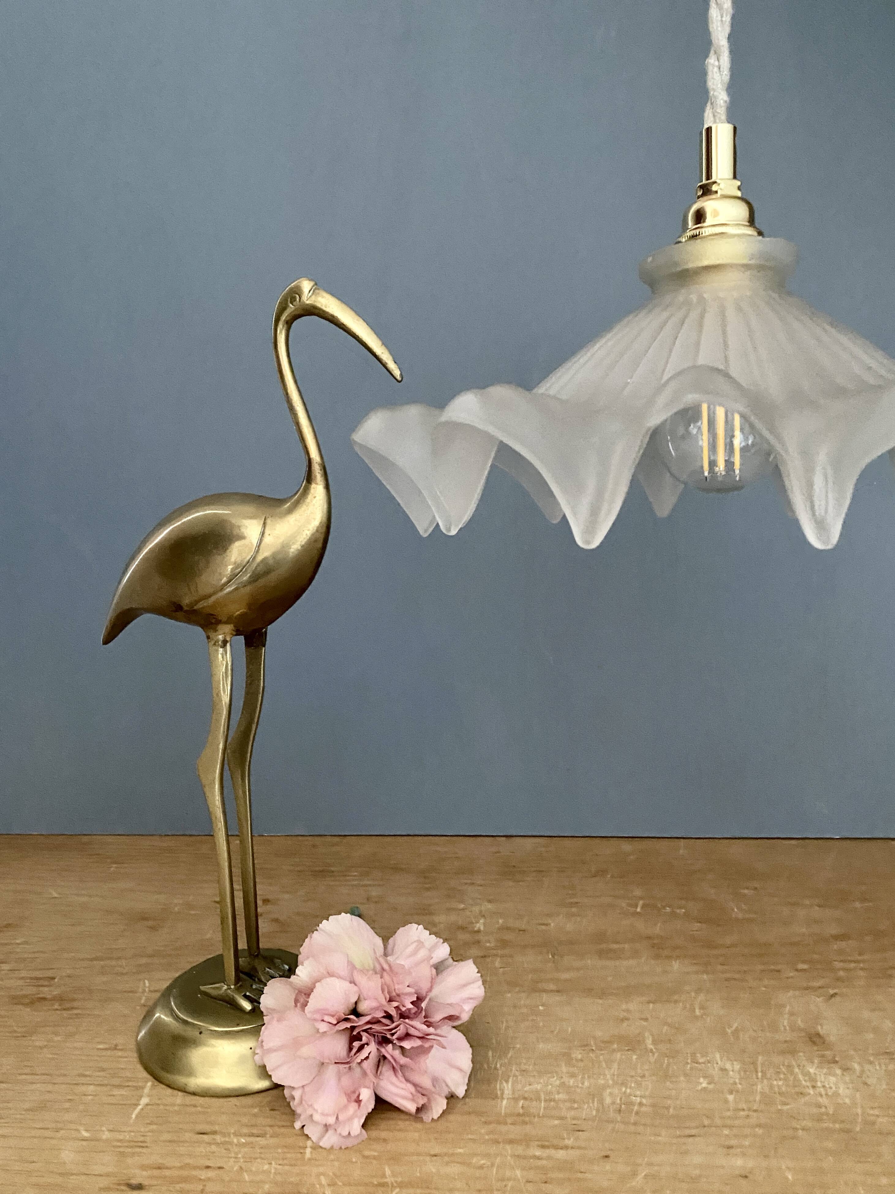 Vintage frosted glass lampshade pendant light