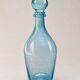 Carafe vintage en verre bullé bleu avec bouchon