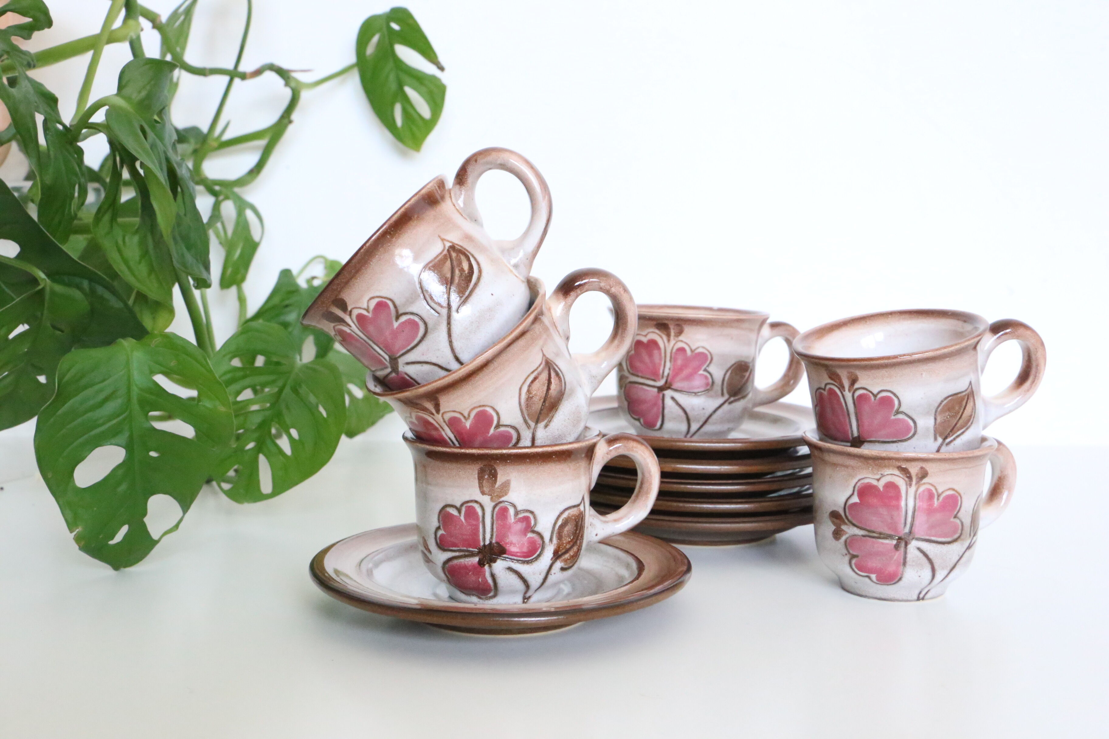 Set de 6 tasses et sous tasses Niderviller, vintage