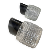 Pair of vintage moulded glass wall lights from the 70s.