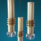Suspension cascade en laiton et en verre, années 1950.