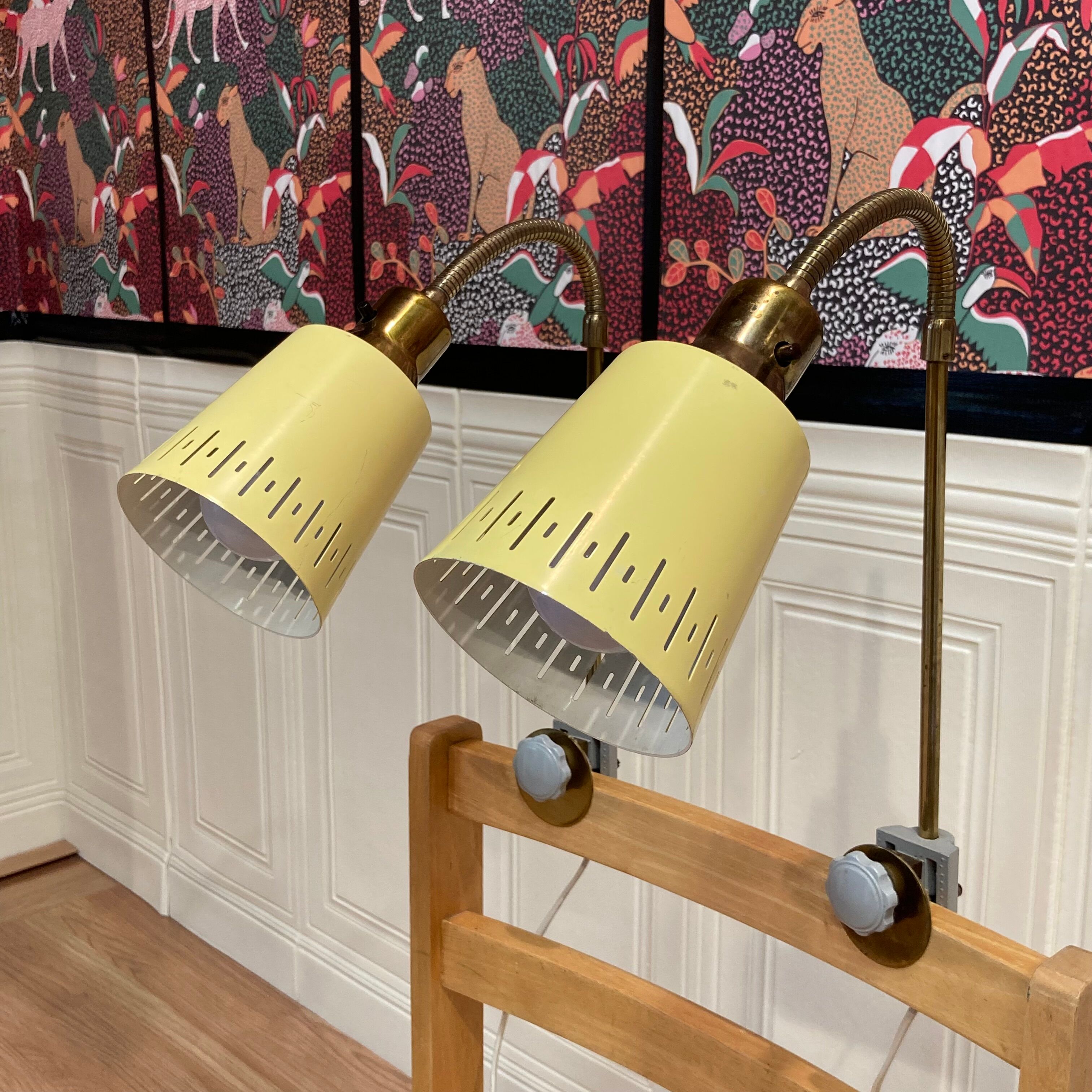 Pair of large modular scandinavian design wall lights from the 1950s.
