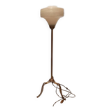 Lampadaire bronze laiton globe liseré givré