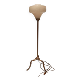 Lampadaire bronze laiton globe liseré givré