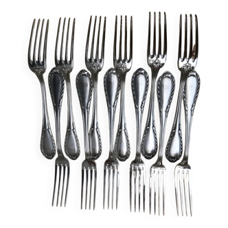 12 cheese or dessert forks - silver plated - Ravinet d'Enfert