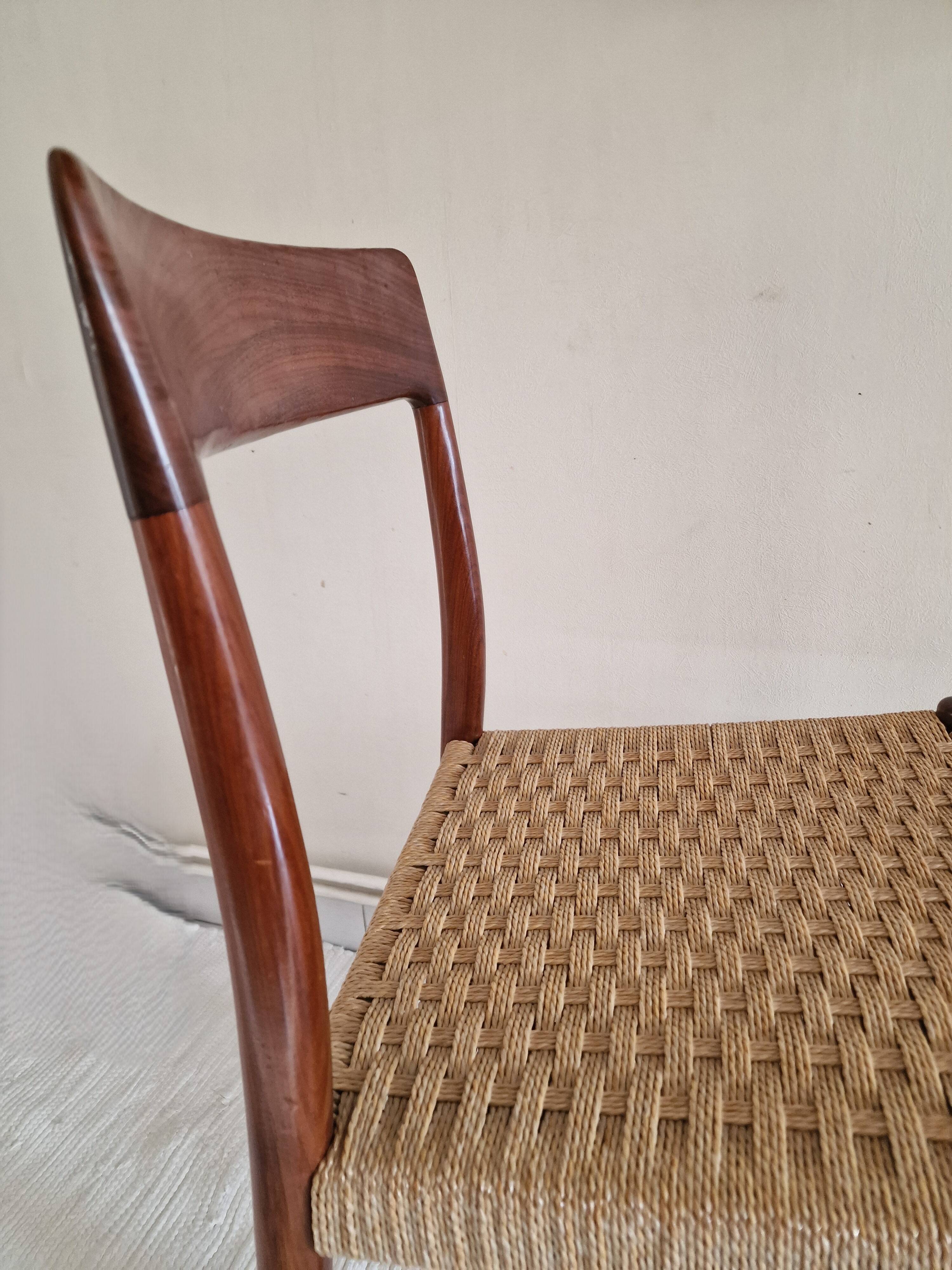 Pair of Danish chairs in teak and rope