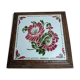 Dessous de plat ancien bois & faïence florale