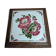 Dessous de plat ancien bois & faïence florale