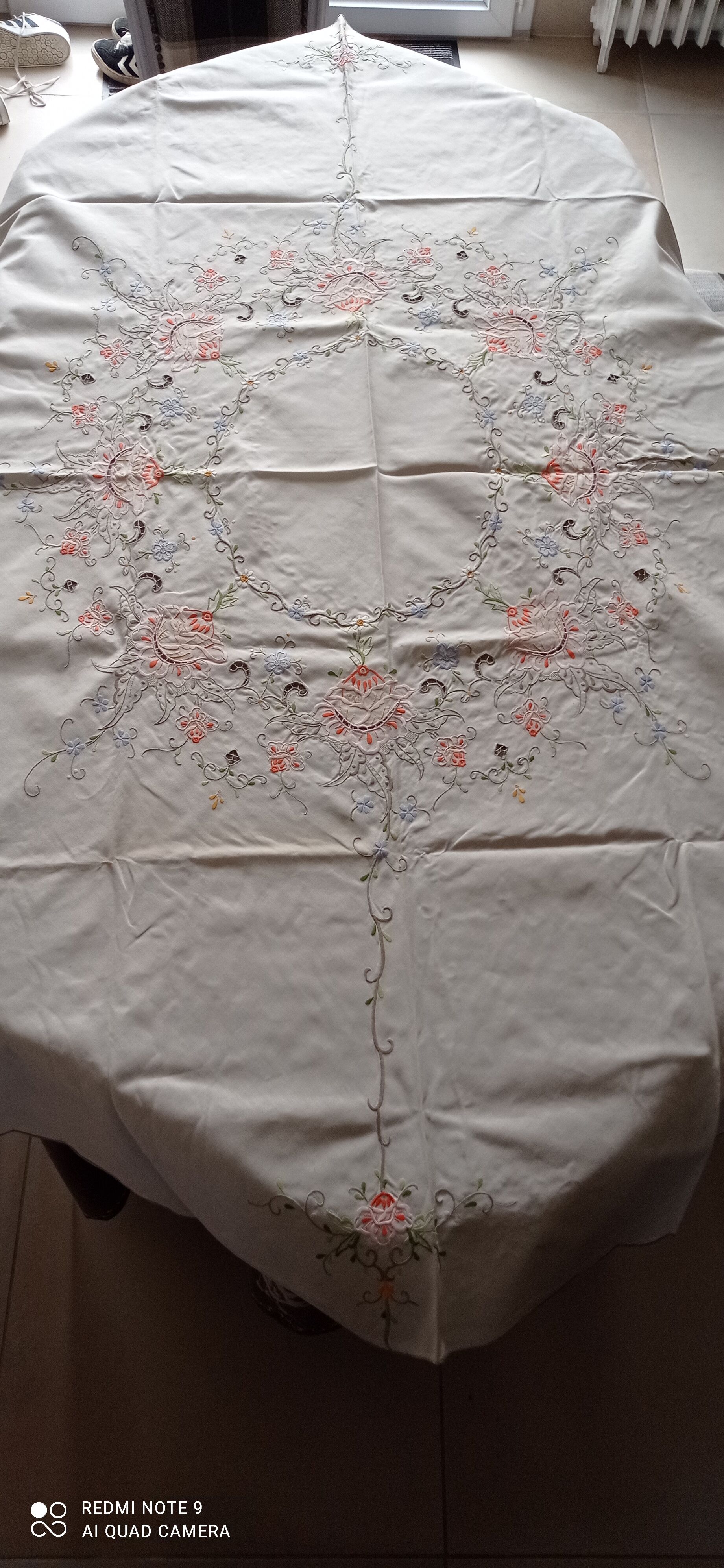 Antique embroidered tablecloth and towels