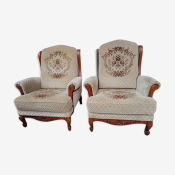 Pair of vintage style club armchairs