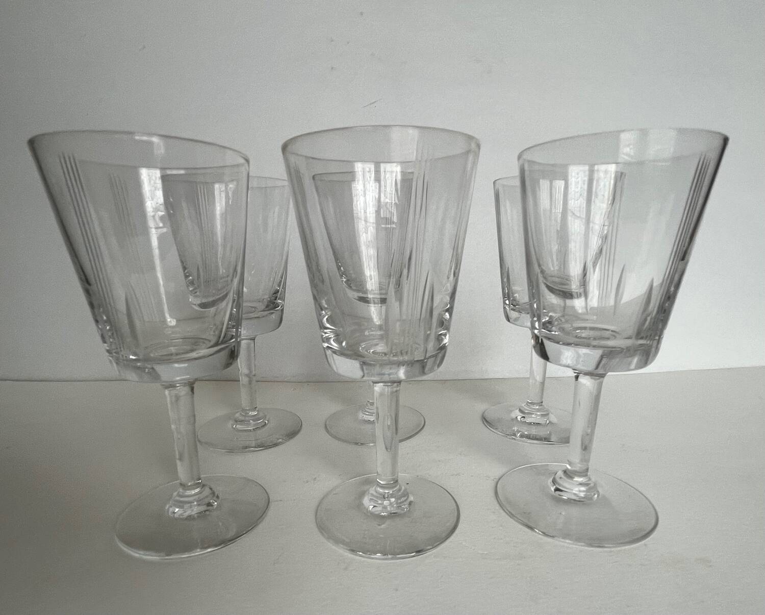 6 old cut crystal port glasses