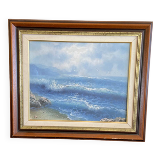 Framed sea painting