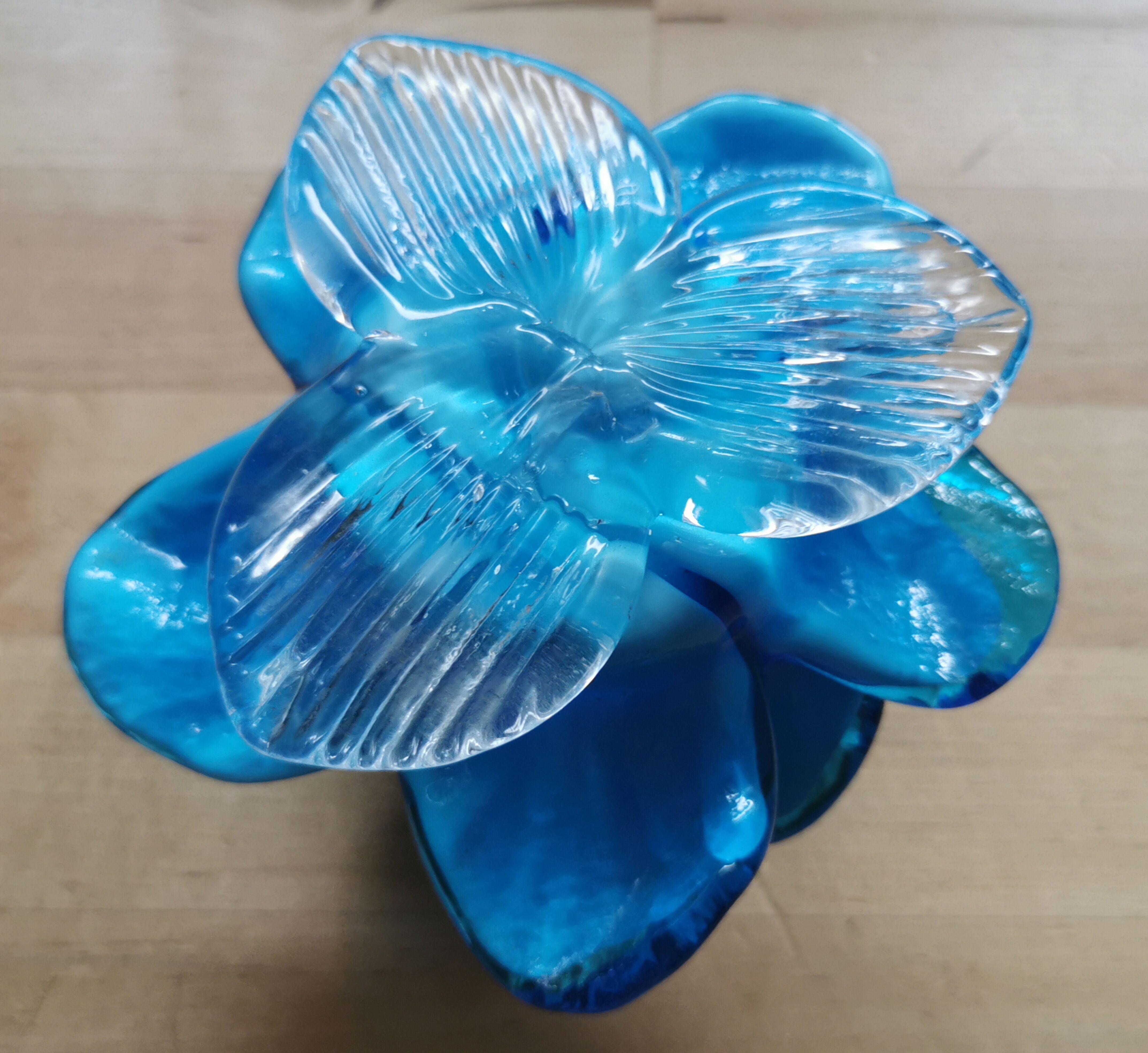 Murano blue blue blown glass flower candlestick
