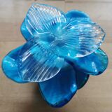 Murano blue blue blown glass flower candlestick