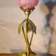 Wrought iron lamp with bronze patina 1920 to 40 pretty tulip pink glass paste 36x