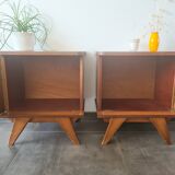 Pair of retro bedside tables with beveled legs