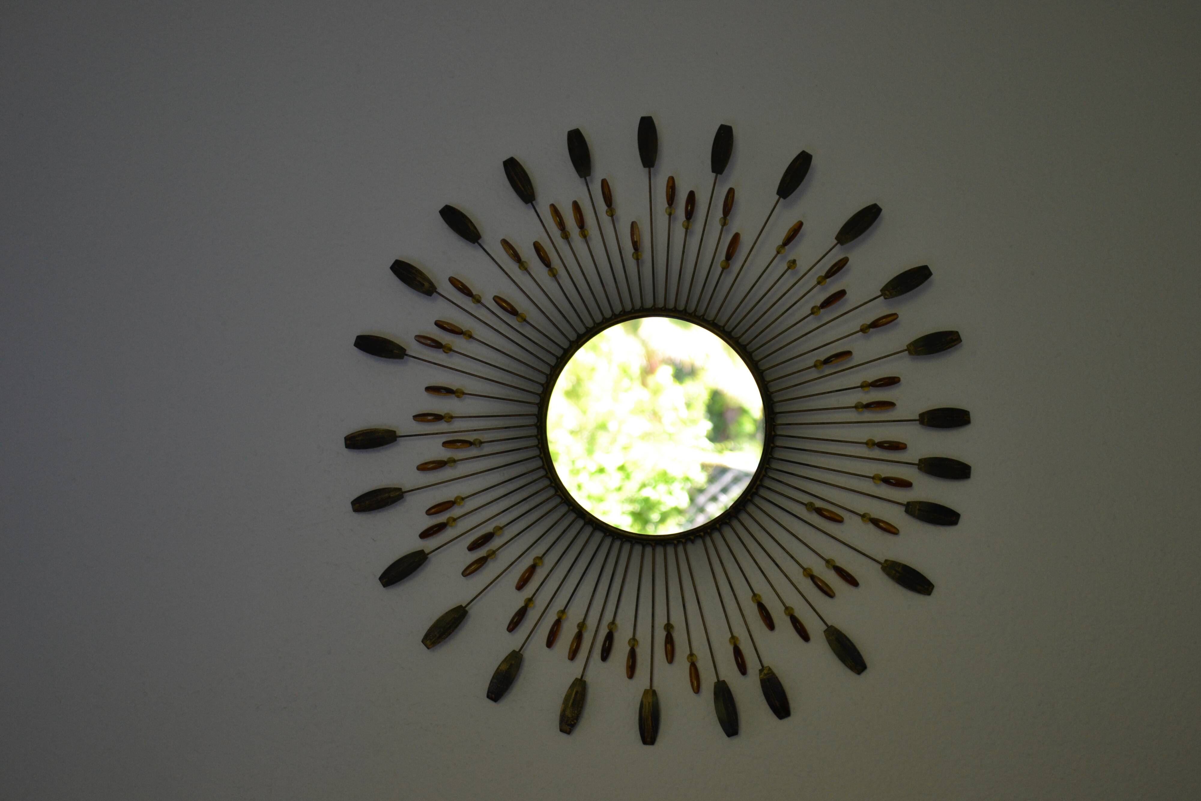 Vintage sun mirror Chaty Vallauris Diameter: 50 cm