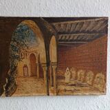 Oil painting on canvas of the courtyard of the pasha's mosque in Oran 1948