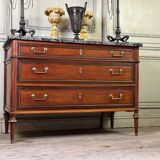 Louis XVI style mahogany commode in three colors, 18th century