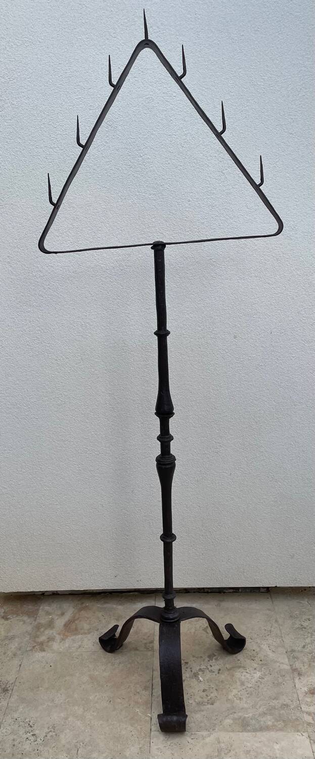 Floor-standing chandelier / antique candle holder, made of wrought iron.