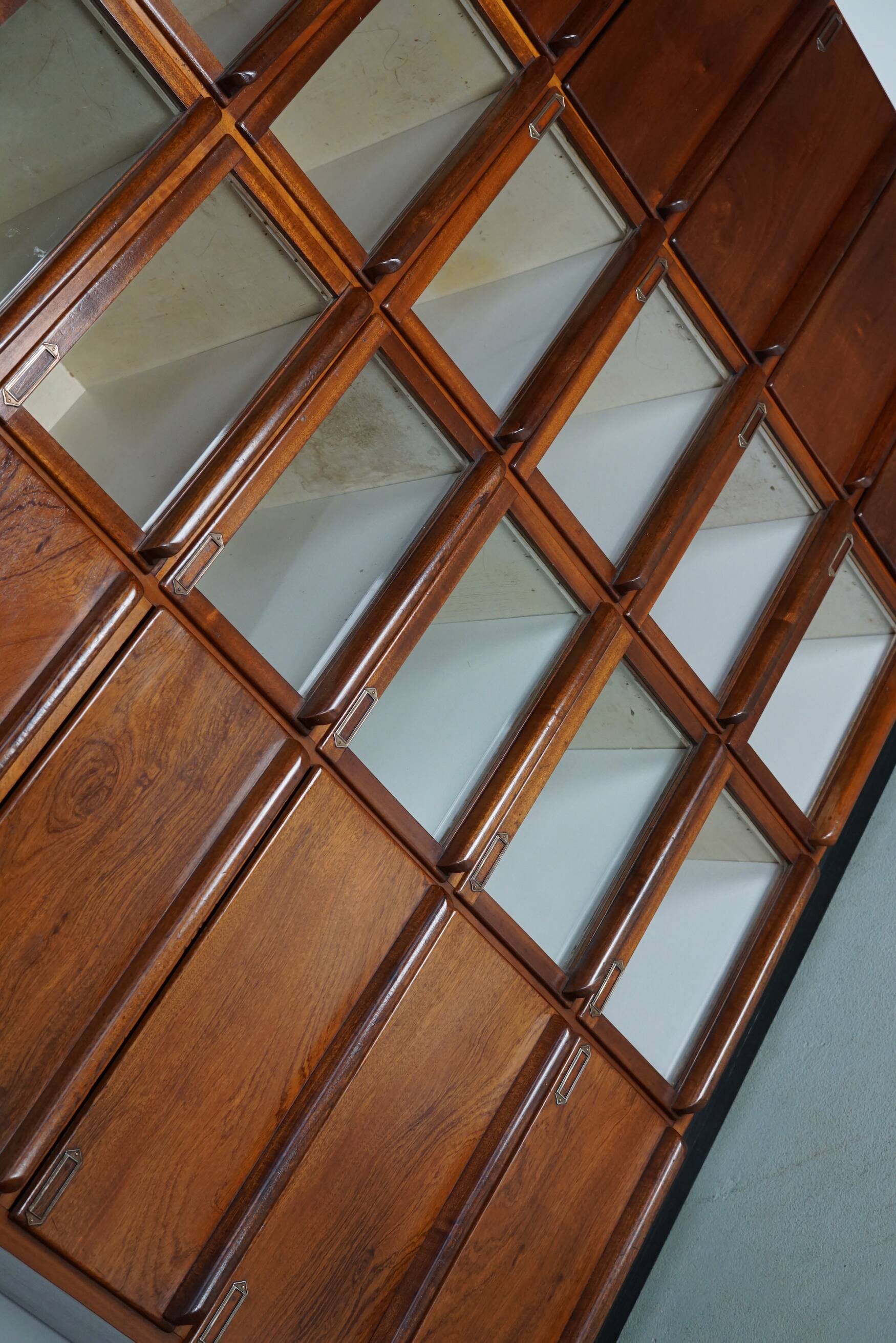 Vintage dutch hardwood haberdashery shop cabinet, 1930s